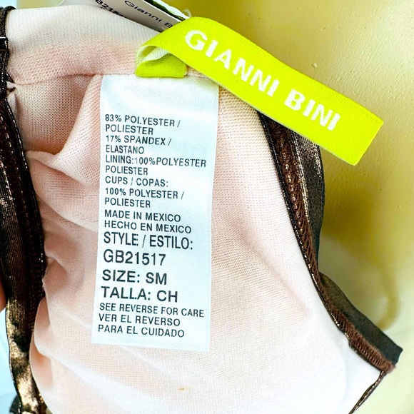 NEW Gianni Bini Copper Metallic Floral Triangle Bikini Top Size Small - Picture 6 of 6